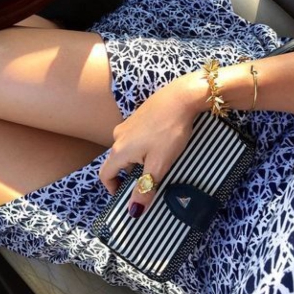 STELLA & DOT "PENNY FOR YOUR THOUGHTS" BRETON STRIPE STRIPED WRISTLET NWOT